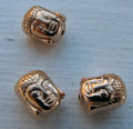 Mellandel Roséguldfärgad - Buddha huvud 10x8mm, 3-pack Grekisk Metall