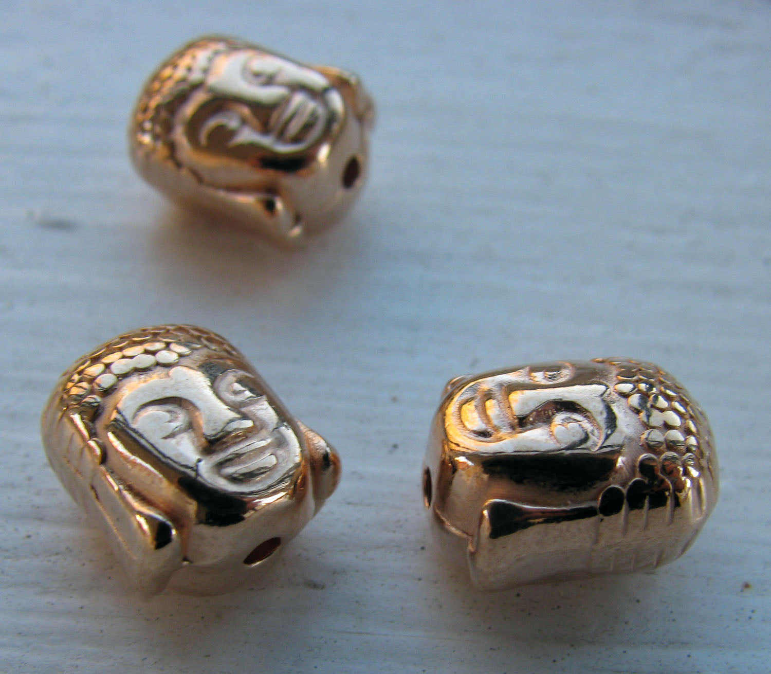 Mellandel Roséguldfärgad - Buddha huvud 10x8mm, 3-pack Grekisk Metall