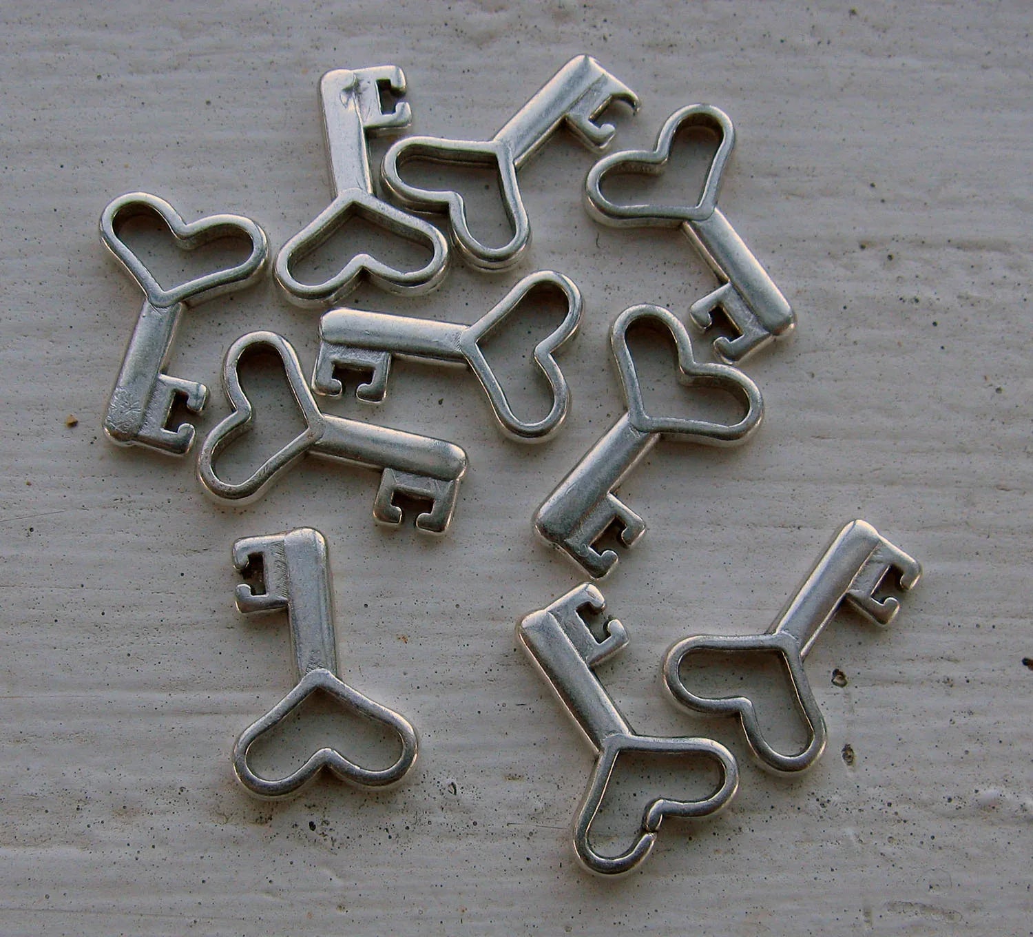 Berlock silverfärgad - Nyckel med hjärta, 10-pack Grekisk Metall