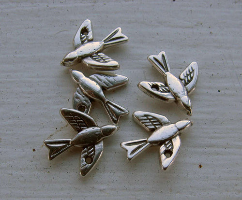 Berlock silverfärgad - Fågel 14x13mm 5-pack Grekisk Metall