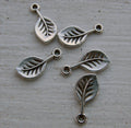 Berlock Silverpläterad - Runt Löv 8x12mm 5-Pack Grekisk Metall