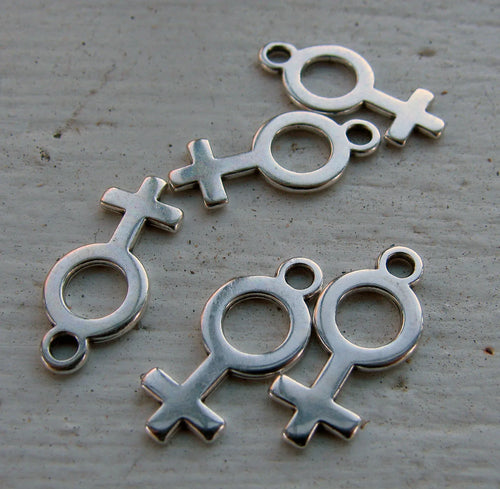 Berlock Silverpläterad - Symbol Kvinna 14x8mm 5-pack Grekisk Metall