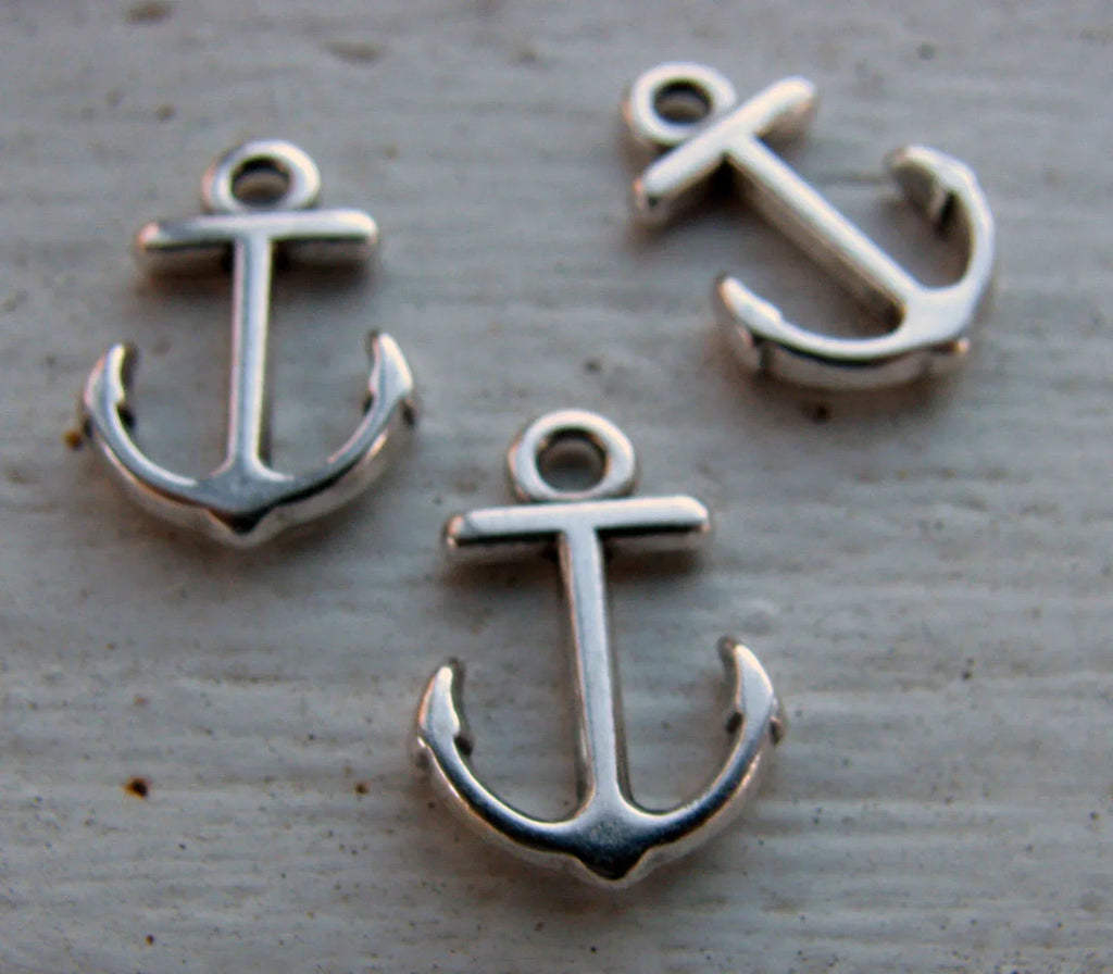 Berlock silverfärgad - Ankare 11x12mm 3-pack Grekisk Metall