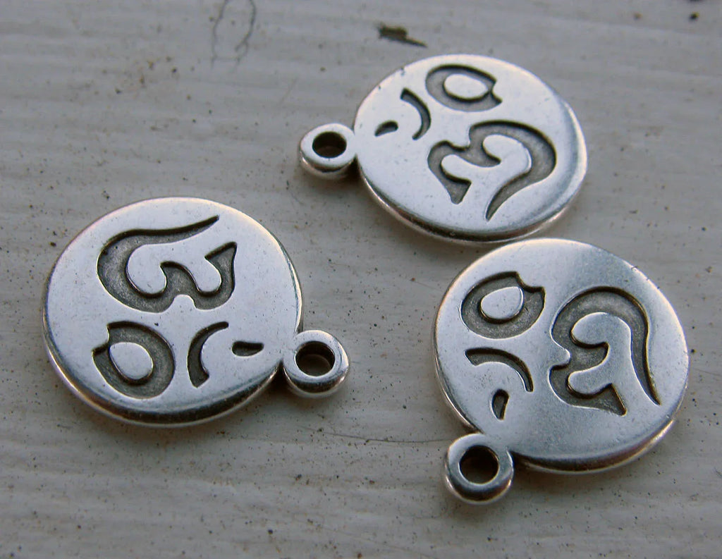 Berlock silverfärgad - Rund 13mm 3-pack Grekisk Metall