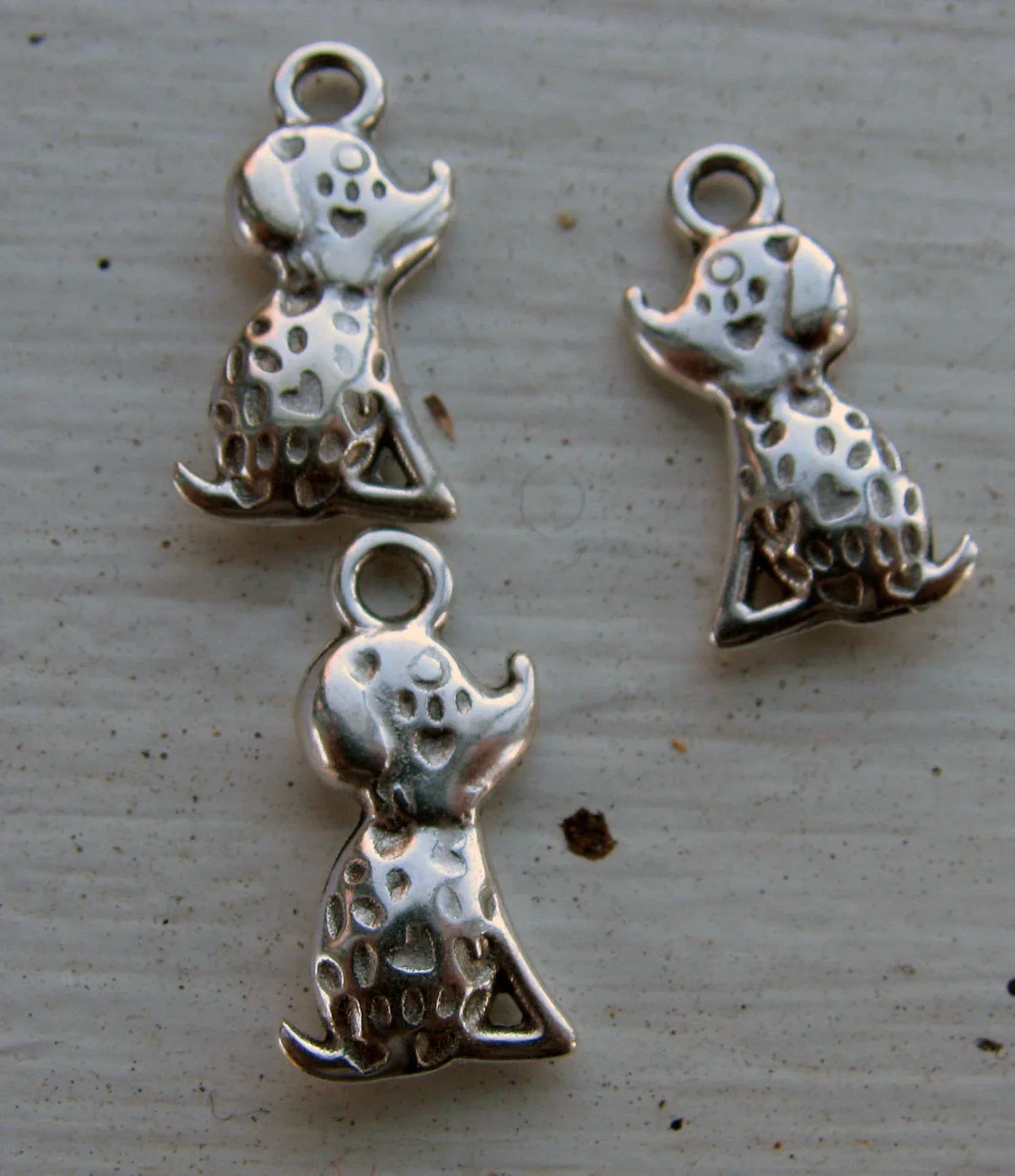 Berlock silverfärgad - Hund 10x14mm 3-pack Grekisk Metall