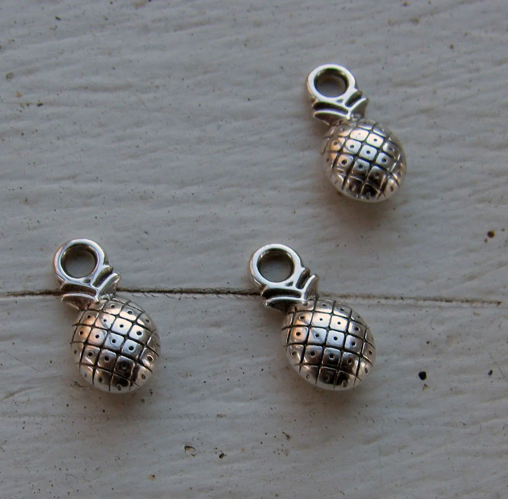 Berlock Silverfärgad - Mini Ananas 7x10mm 3-pack Grekisk Metall