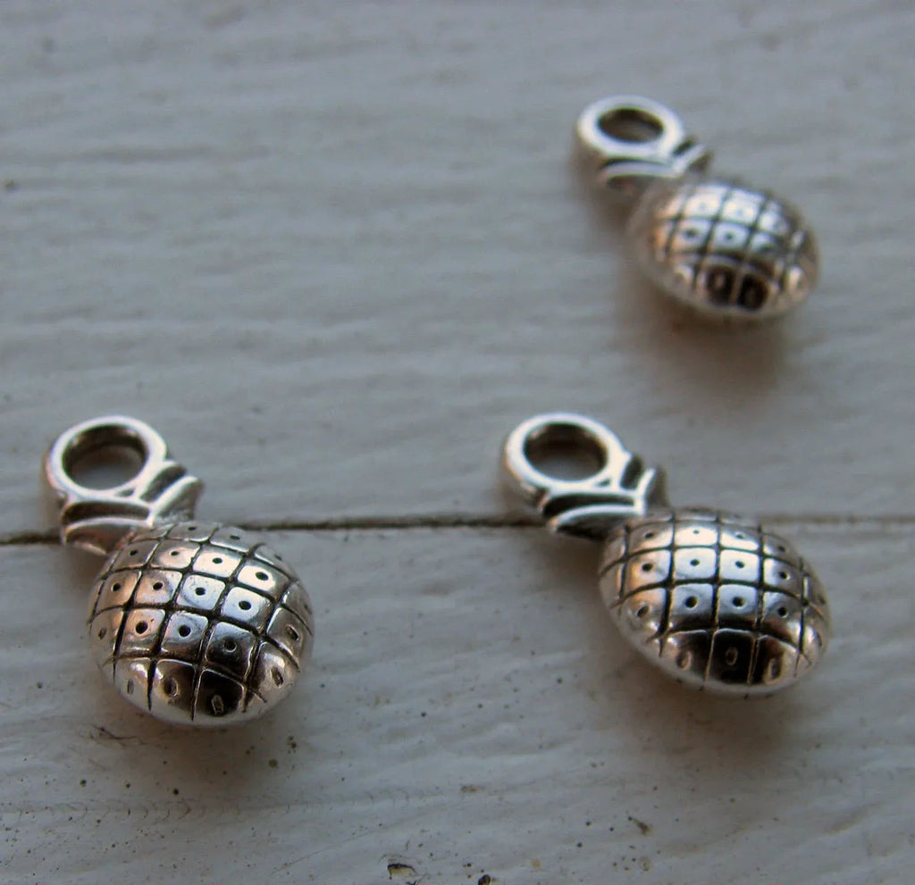Berlock Silverfärgad - Mini Ananas 7x10mm 3-pack Grekisk Metall