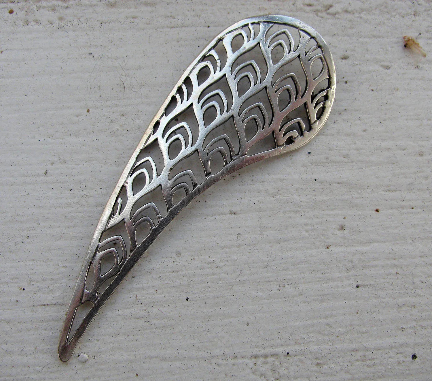 Berlock silverfärgad - Stor Påfågelvinge 26x72mm 1 styck Grekisk Metall