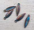 Berlock kopparfärgad - Spetsig vinge vintage 17x6mm 5-pack Grekisk Metall