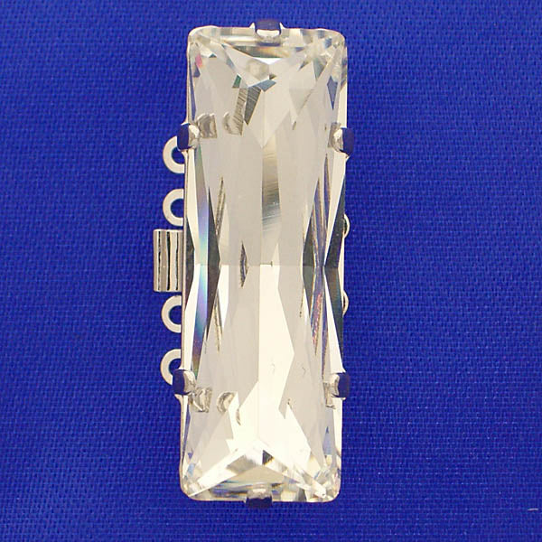 Claspgarten instickslås - Rektangel med stor swarovskikristaller silverfärgad 31x10mm, 1 styck Claspgarten