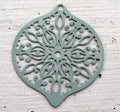 Berlock Mintgrön - Spetsig rund 40x45mm, 1 styck Grekisk Metall