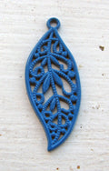Berlock Blå - Snirkligt löv, 1 styck Grekisk Metall