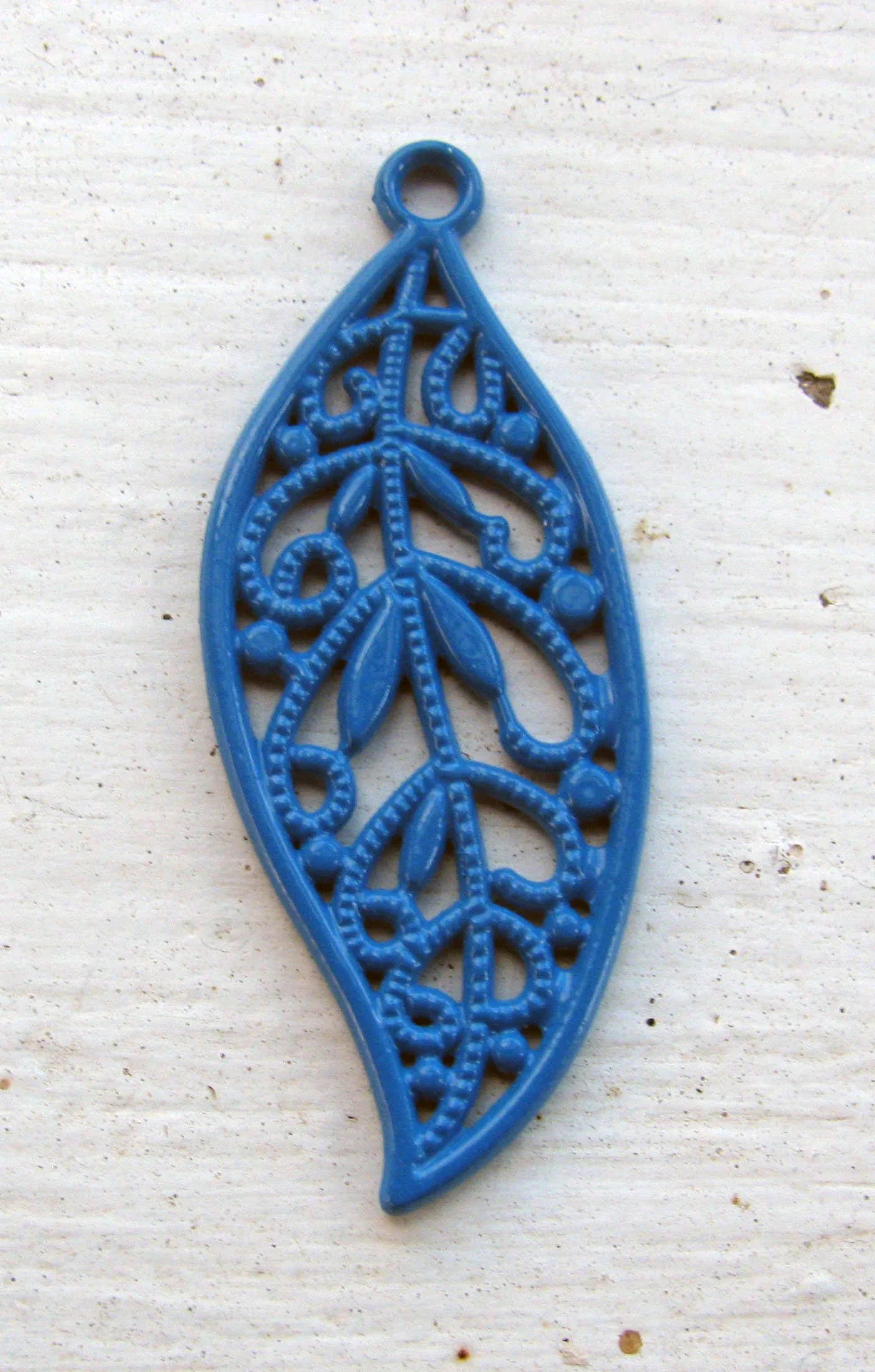 Berlock Blå - Snirkligt löv, 1 styck Grekisk Metall
