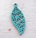 Berlock Mintgrön - Snirkligt Löv 1 styck Grekisk Metall