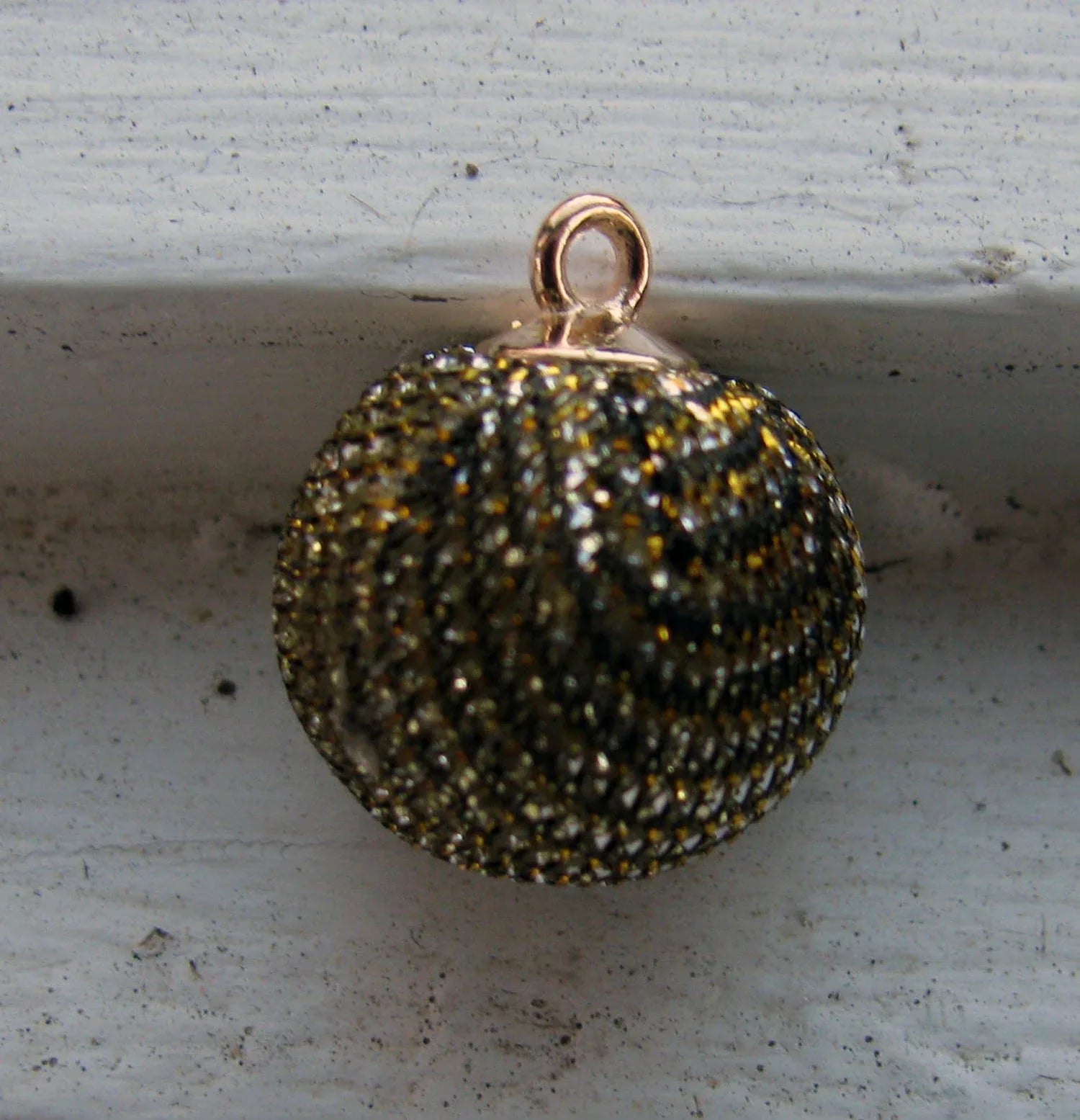 Hänge Boll - Glitter Guld 16mm 1 styck Grekisk Metall