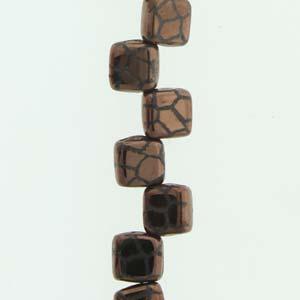 CzechMates Tile Beads - Jet Laser Bronze Cracked, 1 sträng CzechMates