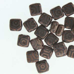CzechMates Tile Beads - Jet Laser Bronze Web, 1 sträng CzechMates