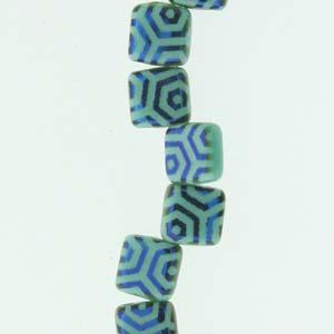 CzechMates Tile Beads - Green Turquoise Laser Azuro Web, 1 sträng CzechMates