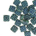 CzechMates Tile Beads - Green Turquoise Laser Azuro Web Matte, 1 sträng CzechMates