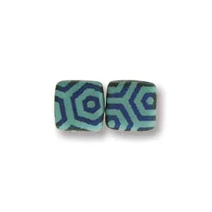 CzechMates Tile Beads - Green Turquoise Laser Azuro Web Matte, 1 sträng CzechMates