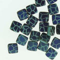 CzechMates Tile Beads - Green Turquoise Laser Azuro Cracked Matte, 1 sträng CzechMates