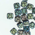 CzechMates Tile Beads - Jet Laser AB Cracked Matte, 1 sträng CzechMates