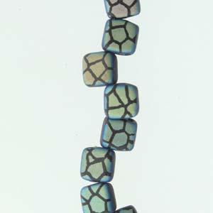 CzechMates Tile Beads - Jet Laser AB Cracked Matte, 1 sträng CzechMates