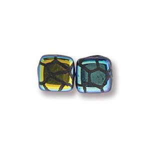 CzechMates Tile Beads - Jet Laser AB Cracked, 1 sträng CzechMates