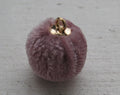 Hänge Boll - Sammet Rosa 15mm 1 styck Grekisk Metall