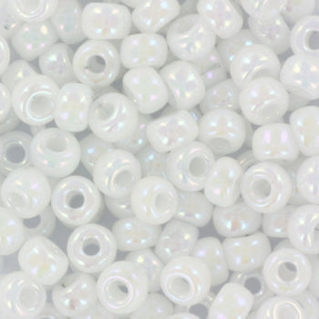 Miyuki seed beads - Opaque White AB 6/0, 10 gram Miyuki