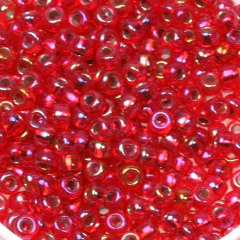 Miyuki Seed Beads - Silverlined Flame Red AB 8/0, 10 gram Miyuki