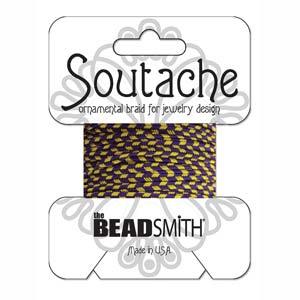 Soutache band randigt - Grape / Goldenrod 3 yards Beadsmith