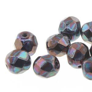 Tjeckiska FP Facetterade Glaspärlor - Nebula Jet, 4 mm Hilmas Pyssel