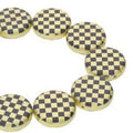 Coin 2-hole - Jet Yellow Laser Checkered 14mm 1 sträng Hilmas Pyssel