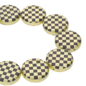 Coin 2-hole - Jet Yellow Laser Checkered 14mm 1 sträng Hilmas Pyssel