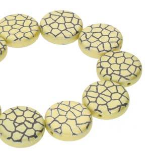 Coin 2-hole - Jet Yellow Laser Cracked 14mm 1 sträng Hilmas Pyssel