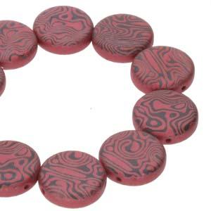 Coin 2-hole - Jet Red Laser Contour 14mm 1 sträng Hilmas Pyssel