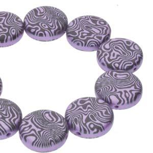 Coin 2-hole - Jet Violet Laser Contour 14mm 1 sträng Hilmas Pyssel