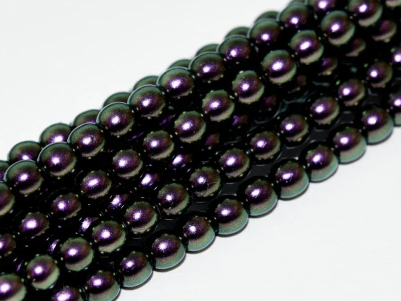 Tjeckiska vaxade glaspärlor - Polychrome Black Raspberry 3mm, 1 sträng Hilmas Pyssel