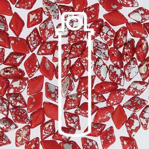 Matubo Gemduo - Red Silver Splash 8x5mm, 10 gram Matubo