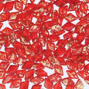 Matubo Gemduo - Ruby Gold Splash 8x5mm, 10 gram Matubo
