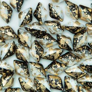 Matubo Gemduo - Black/White Gold Splash 8x5mm Matubo