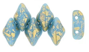 Matubo Gemduo - Gold Splash Blue Turquoise 8x5mm, 10 gram Matubo