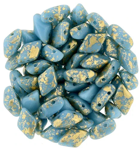Matubo Gemduo - Gold Splash Blue Turquoise 8x5mm, 10 gram Matubo