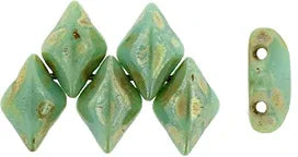 Matubo Gemduo - Green Turquoise Silver Picasso 8x5mm Matubo