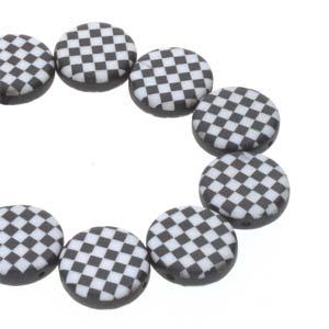 Coin2-hole - Black/White Laser checkered 14mm, 1 sträng Hilmas Pyssel