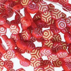 Honeycomb - Red Laser Matte Web AB 6mm, 1 sträng Hilmas Pyssel