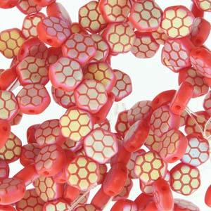 Honeycomb - Red Laser Matte Core AB 6mm, 1 sträng Hilmas Pyssel