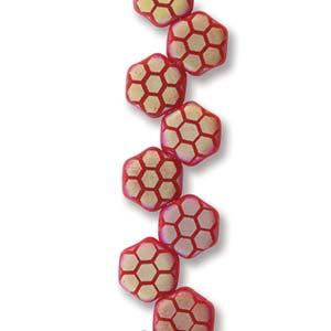 Honeycomb - Red Laser Matte Core AB 6mm, 1 sträng Hilmas Pyssel