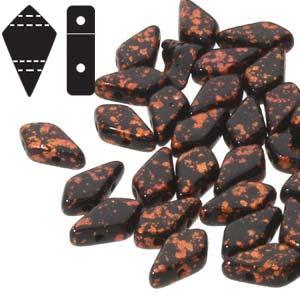 Kite Bead - Copper Splash Jet Opaque 9x5mm, 10 gram Hilmas Pyssel